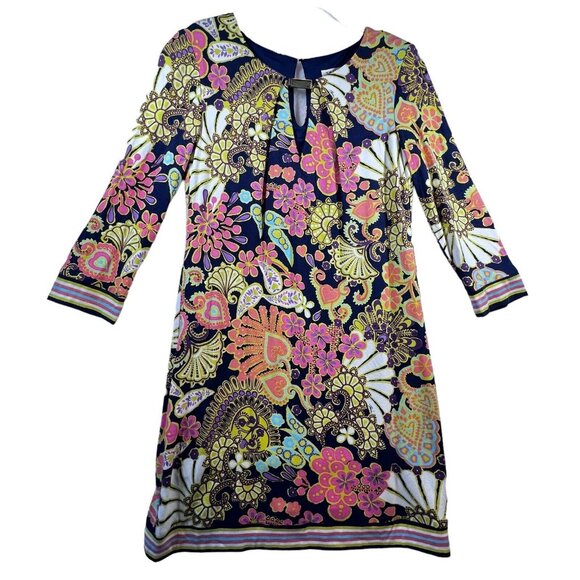 Trina Turk Dresses & Skirts - Trina Turk Sz 6 Mini Dress Floral Hippie Boho Kaleidoscope Lined Sleeves Stretch